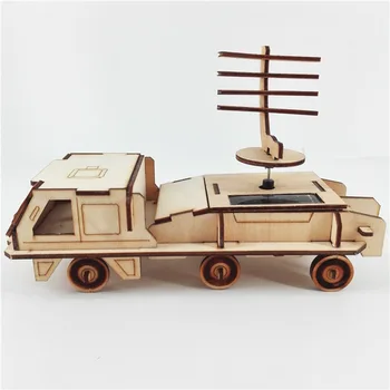 

Laser Cutting DIY Solar energy Toys 3D Wooden Puzzle Toy Assembly Model Wood Craft car Kits for Children Kids