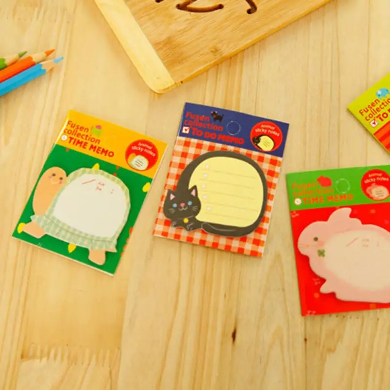 Mini Memo Pad Bookmarks Stickers Creative Cute Animal Sticky Notes School Stationery Supplies Paper Stickers 20 Pages Random