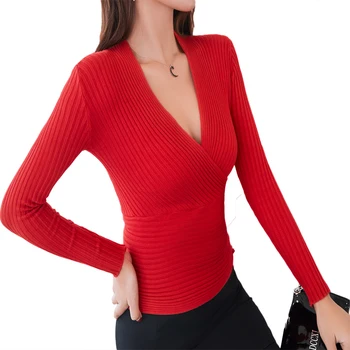 

Pullovers Sweaters Women Sexy V-neck 2019 Autumn Winter Jumpers Ladies Low-cut Pull Femme Plus Size Well Elastic Woman Sweater