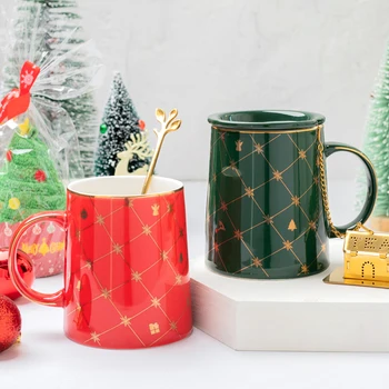 

Modern Ceramic Coffee Cup with Handle Christmas Office Mug with Deer Personalized Caneca Long Distance Relationship Gifts HH50MK