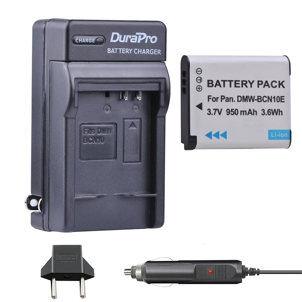 1Pc 950Mah Dmw-Bcn10 Dmw Bcn10 Dmw-Bcn10E Batterie Per Foto/Videocamera + Caricabatteria Da Auto Per Panasonic Lumix Dmc-Dmc-Lf1 Lumix Dmc-Lf1 Lf1K Lf