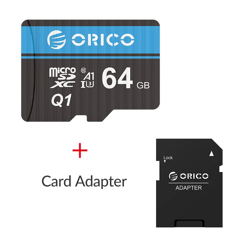 ORICO Mini Memory Micro TF/SD Card 256GB 128GB 64GB 32GB MicroSD Max 80M/s Class10 mini TF card with SD Card Adapter - Емкость: MSQ1-64GB