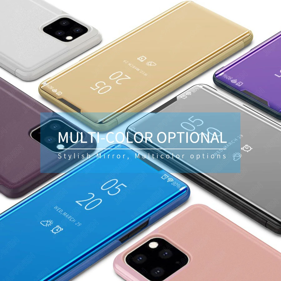 For iPhone 11 Pro Max Smart Mirror Stand View Fashion Phone Case Protective case For iPhone11 Pro support Flip cover Coque Shell