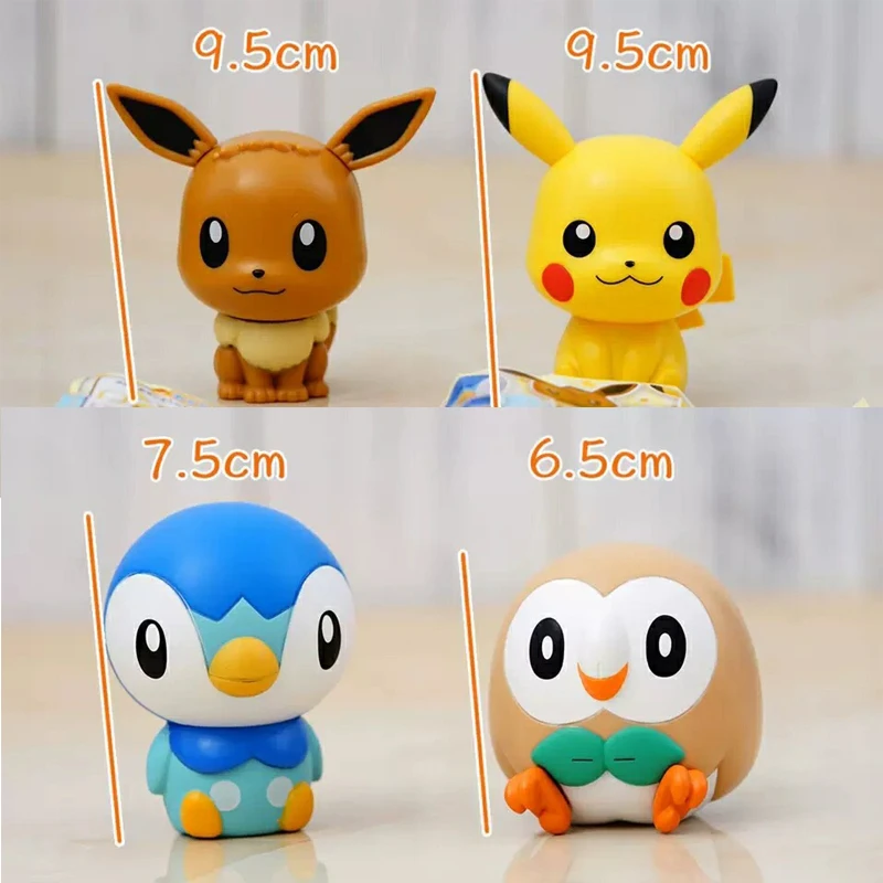 

Takara Tomy 4pcs/set Pikachu Action Figure Pokemon Pocket Monster Big Head Doll Ex Elf Ball Children Toy Gifts Toy