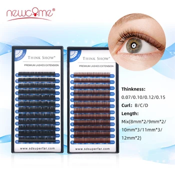 

NEWCOME Individual Eyelashes Extension Natural Soft Handmade Lash False Mink Volume Classical Eye Lashes Makeup Grafting Cilios