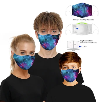 

1pc Fashion Starry Sky Printed Face Mask Unisex Adults Washable Reusable Adjustable Beauty Work Anti-dust Mouth Nose Face Cover