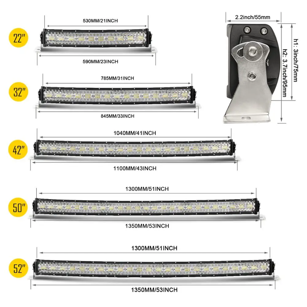  Led Light Bar TERRAIN VISION 42 Inch + 22 Inch Curved