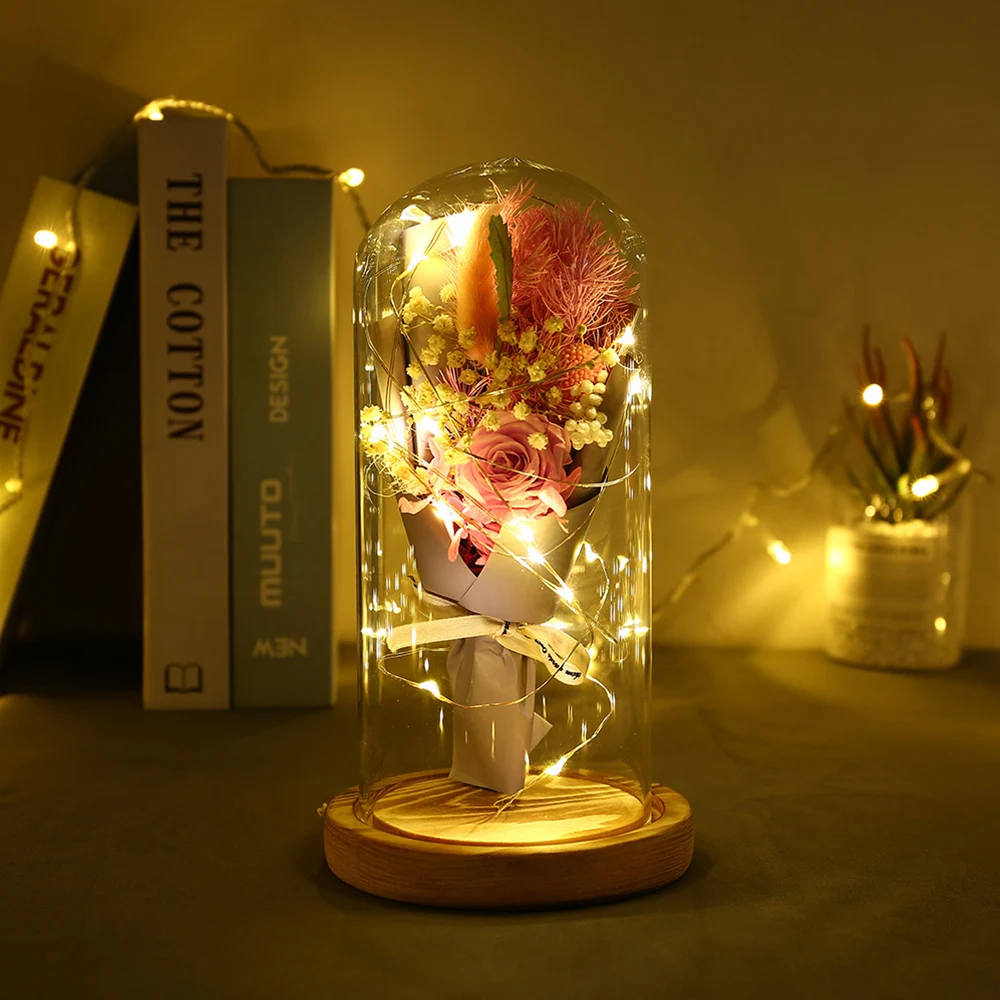 Роза Красота и с рисунком из мультфильма «Красавица и Чудовище» светодиодный светильник Ночной светильник Роза в фляга для ко Дню Святого Валентина романтический подарок на день рождения для девочек украшения комнаты D30