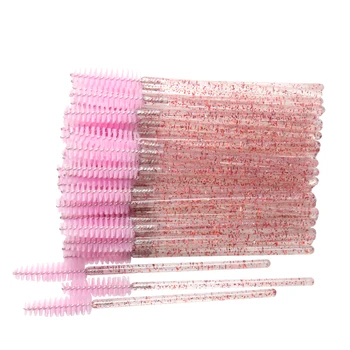 

200pcs/lot Disposable Colorful Handle Crystal Pink Mascara Wands Applicator Makeup Brushes Eyelashes Eyelash Extension