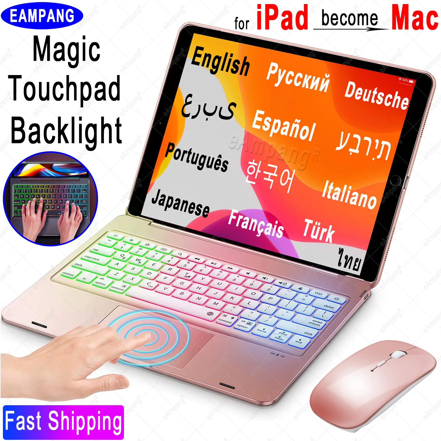 Permalink to TouchPad Keyboard Case Mouse for iPad 10.2 7th 8 8th 2020 Pro 10.5 9.7 Air 2 3 2019 Cover Russian Spanish Arabic Magic Keyboard
