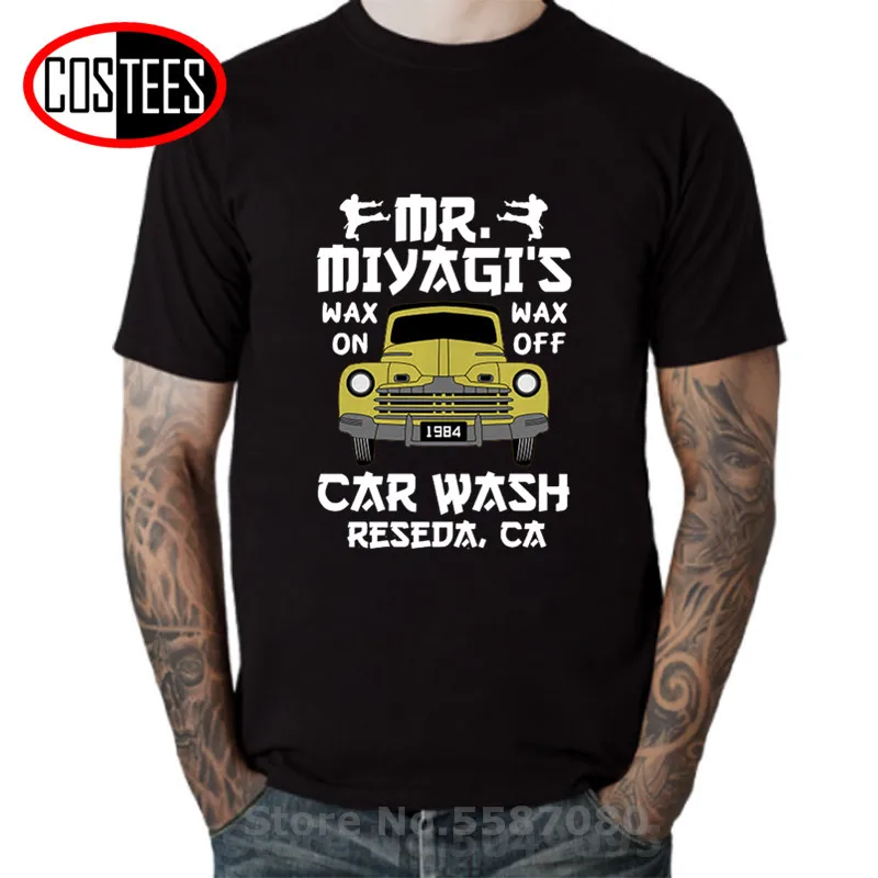 Japanese summer style Miyagi's car wash T shirt men Bonsai Tree Miyagi do T-shirt JUDO trainer Wax on off harajuku Tee | Мужская