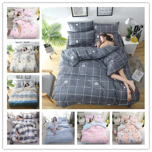 Высококачественный серый комплект постельного белья в клетку простая простыня