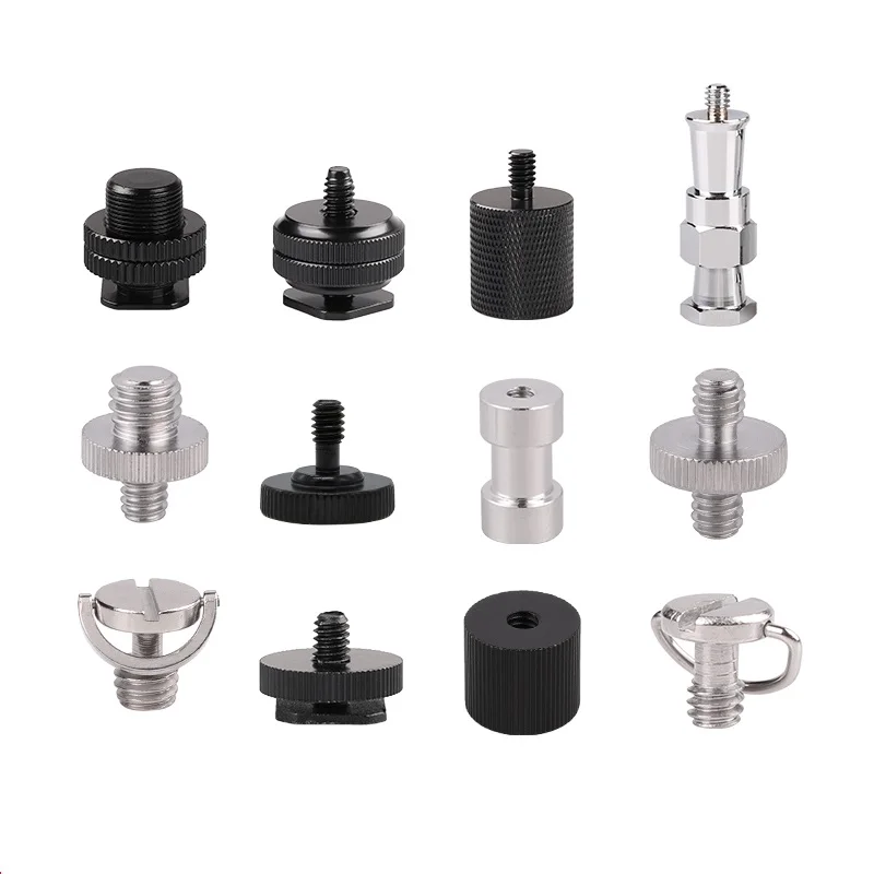 Camera Screw Converter Adapter Kit 1/4 Male Screw 3/8 Female Screw Adapter Cold Shoe Hot Shoe Adapter Camera Accessories Kit