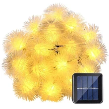 

22/12/7/5m New Year Solar Snowball Light String LED Fairy Garland Lamp for Wedding Xmas Party Indoor Outdoor Garden Decoration