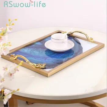 

40*28*25cm Simple Stainless Steel Storage Tray Fashion Home Decoration Tray Service Tray Cosmetic Jewelry Trays Home Storage