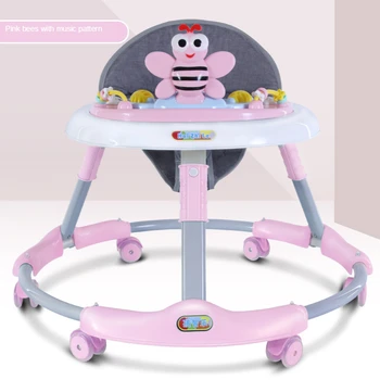 

Children's walker baby learning walking anti-rollover folding with music multi-function walking car