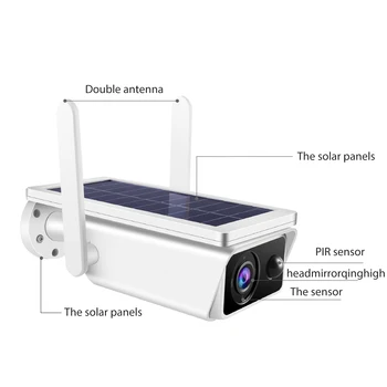 Cámara de seguridad Solar que soporta energía Solar, 2D/3D, reducción de ruido, 2 millones de píxeles de alta definición, calentamiento, multifunción