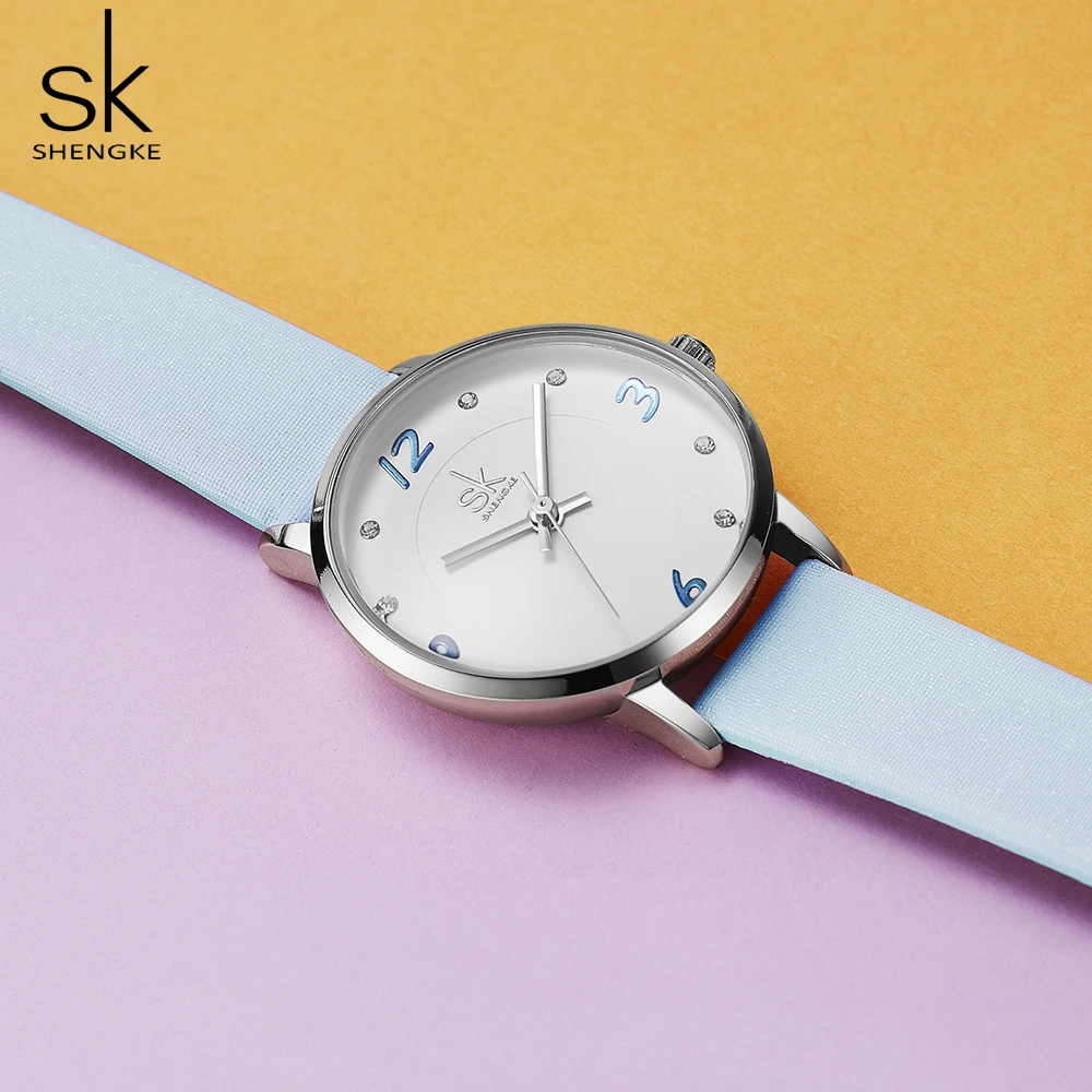 Shengke современные розовые женские часы модные женские часы кварцевые женские часы повседневные наручные часы Relogio Feminino Прямая