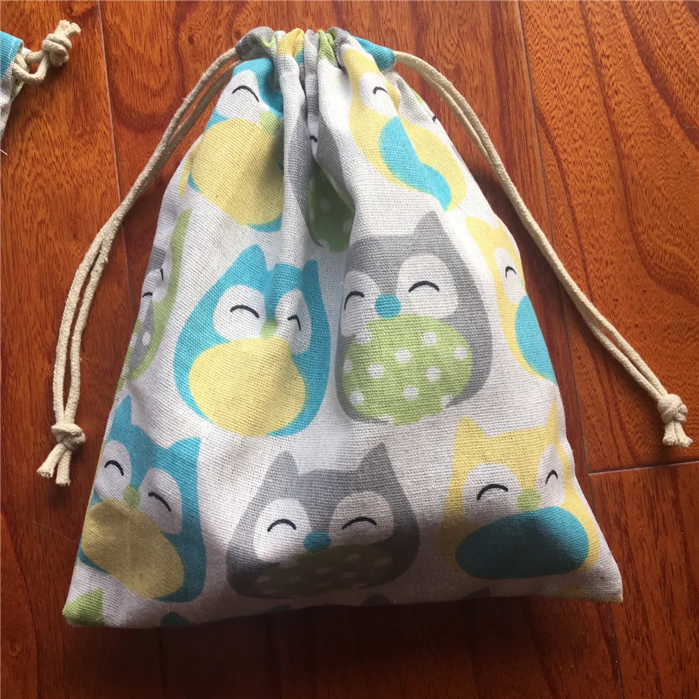 

Cotton Linen Drawstring Eco Multi-purpose Bag Sorted Bag Party Gift Bag Colorful Owls YL24C