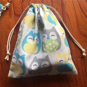 

Cotton Linen Drawstring Eco Multi-purpose Bag Sorted Bag Party Gift Bag Colorful Owls YL24C