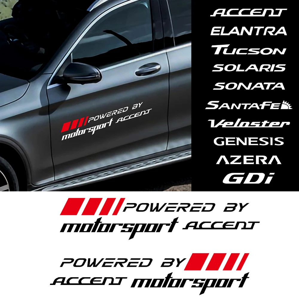 2Pcs For Hyundai Accent Genesis Tucson Sonata GDI I20 I30 Ix20 Ix35 Santafe Auto Model Decals Car Body Side Door DIY Stickers | Автомобили