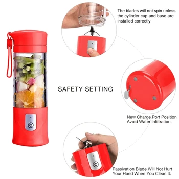 

420ML USB Electric Safety Juicer Cup, Fruit Juice Mixer, Mini Portable Rechargeable/Juicing Mixing Crush Ice and Blender Mixer