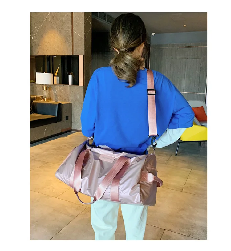 Gym Duffle Bag, with Shoe Compartment and Wet Pocket for Women Swim Sports Travel Gym Bag