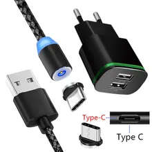 Для samsung galaxy A50 A70 Motorola Moto Z4 One power G7 LG Stylo 5 G8 ThinQ Магнитный зарядный кабель type C светодиодный легкое зарядное устройство usb