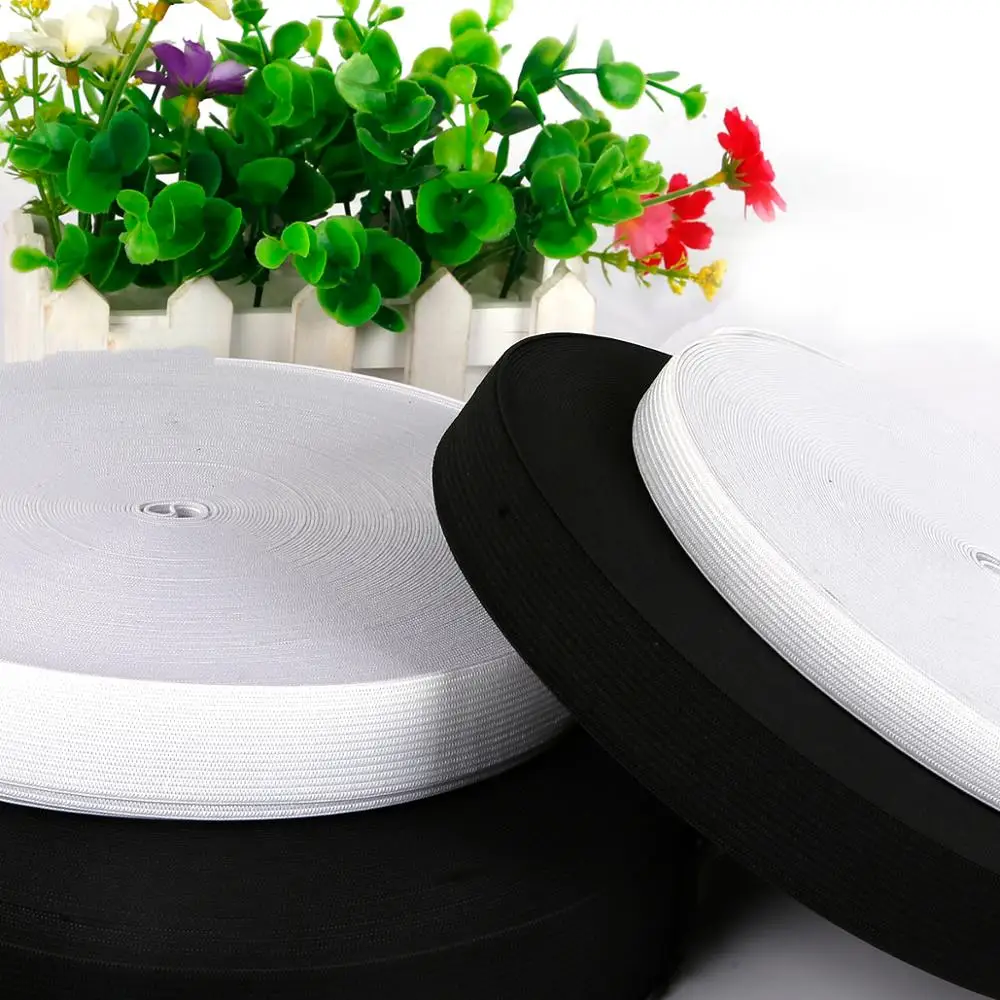 Black and White Elastic Nylon Webbing for Clothing and Sewing Accessories - 5 Yards