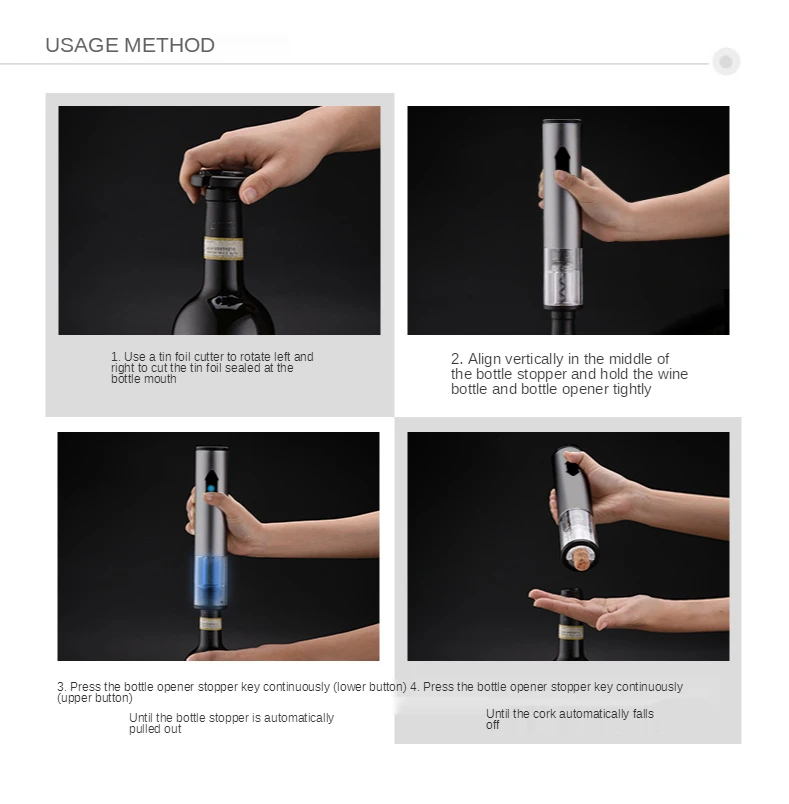 Home Classic Stainless Steel Automatic Electric AA Battery Kitchen Accessories Corkscrew for Red Wine Can Opener Home Classic Stainless Steel Automatic Electric AA Battery Kitchen Accessories Corkscrew for Red Wine Can Opener