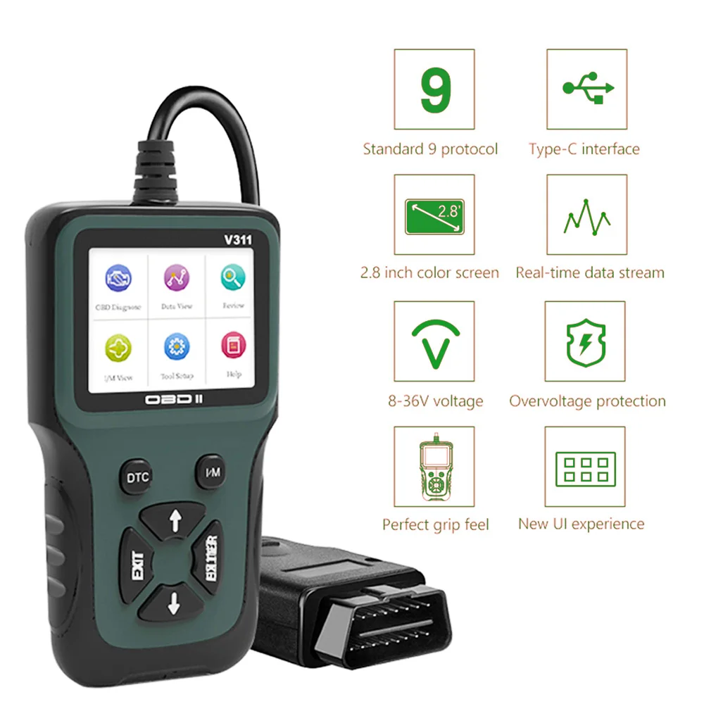 V311 диагностический сканер OBD2 инструмент Устройство для считывания