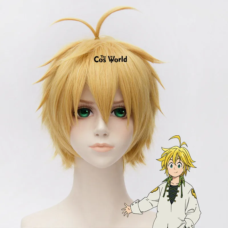 Wig(30cm) The Seven Deadly Sins Dragon's Sin of Wrath Meliodas Униформа жилет Рубашка Брюки Наряд аниме костюмы для косплея - Цвет: Wig(30cm)