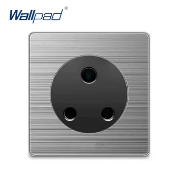 

Wallpad 2020 UK 15A Socket Wall Power Socket Electric Outlet Silver Stainless Steel Panel For Home