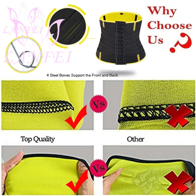 LANFEI Hot Neoprene Waist Trainer Trimmer Belt Body Shaper Sweat Slimming Belt Tummy Control Sport Gym Corset Fat Burner Girdle