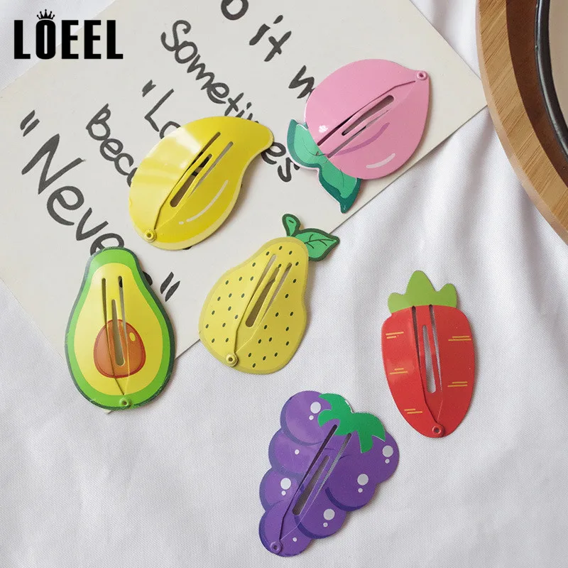 New Kids Hair Accessories 2-6Pcs/Set Painted Printing Fruit Hair Clips Headwear Set Cute Avocado Hairpins Headdress For Girls