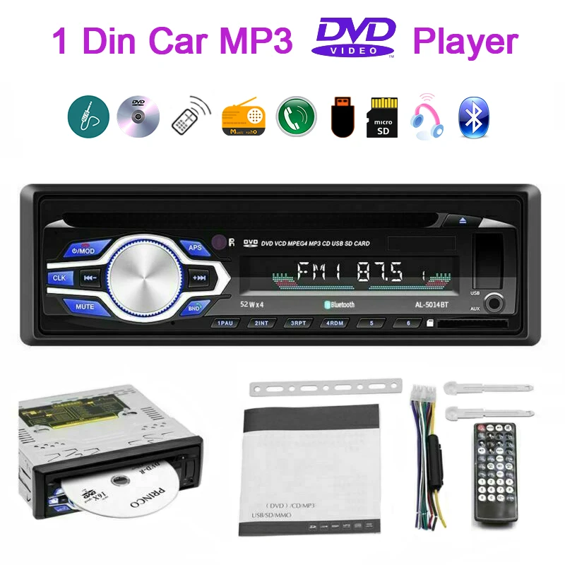 магнитола 5014BT 12V Универсальный Авторадио DVD плеер 1 DIN автомобильное радио