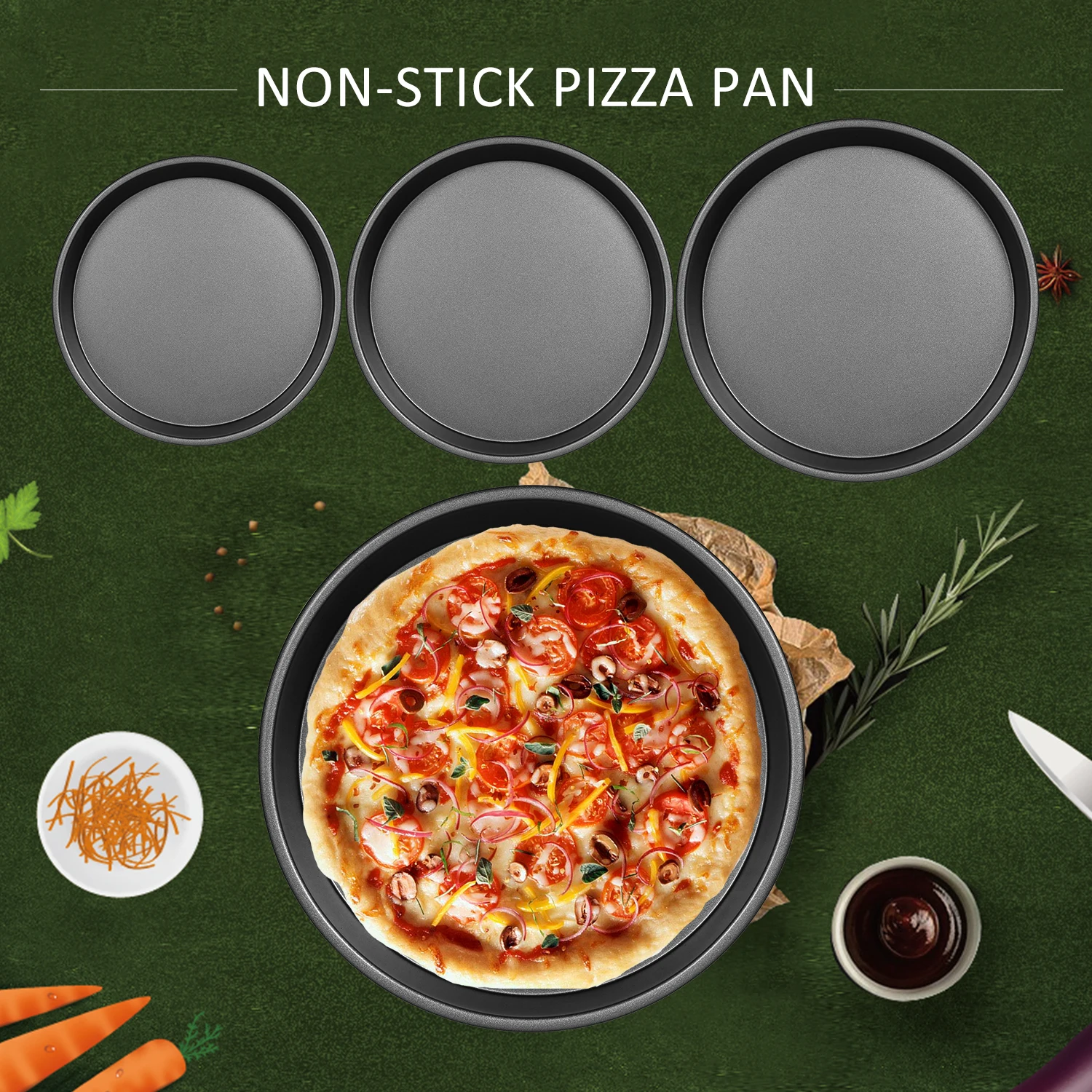 6'' 8'' Non Stick Large PIZZA TRAY Carbon Steel Baking Round Oven Tray Pizza Pan 