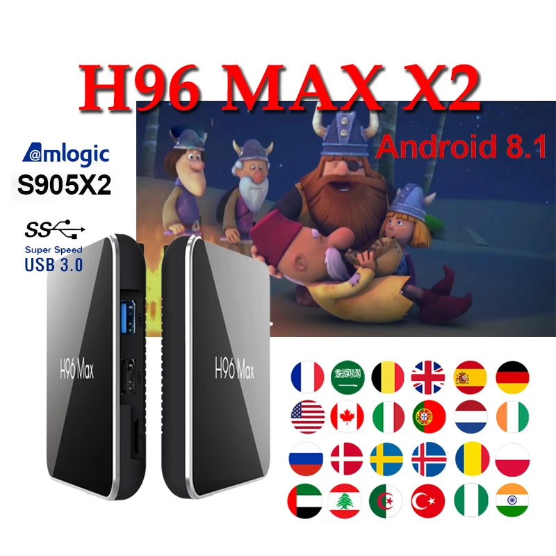 

Best TV box android H96 max x2 android 8.1 smart tv box H.265 4GB 32GB 64GB Wifi Bluetooth USB 3.0 dazn Set top box X96 Max