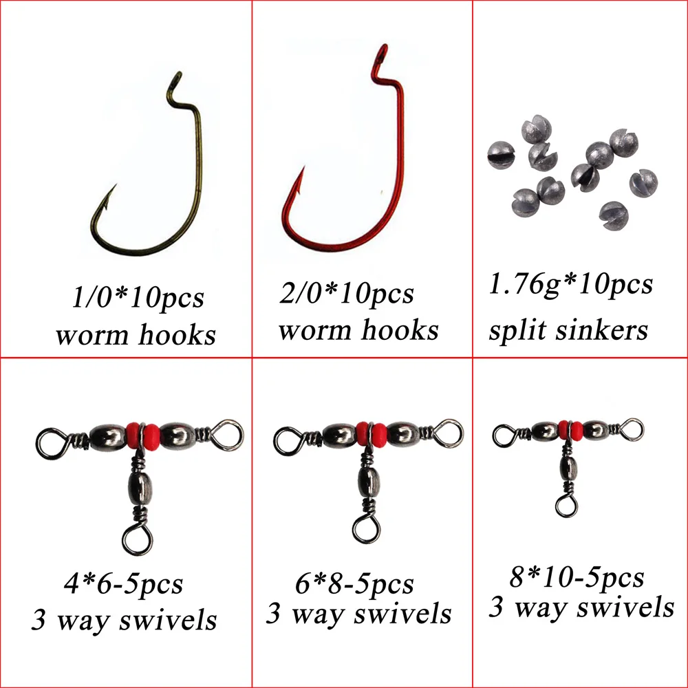 165pcs Fishing Accessories Kit With Fishing Swivels Hooks Sinker