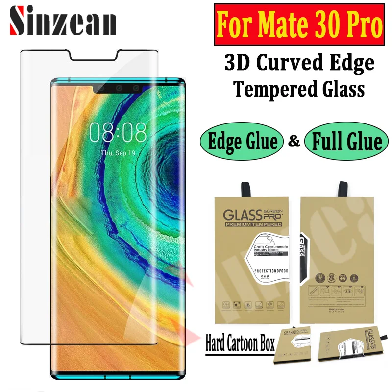 Sinzean 100 шт 3D изогнутое полное покрытие закаленное стекло протектор экрана для huawei mate 30 Pro(клей края и полный клей доступны