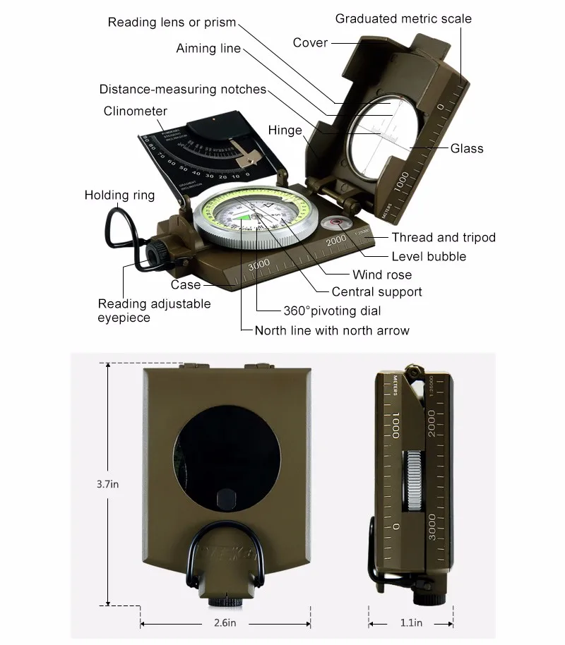 Eyeskey цифровой компас многофункциональный Выживание Военный компас для кемпинга туристический компас геологическое оборудование