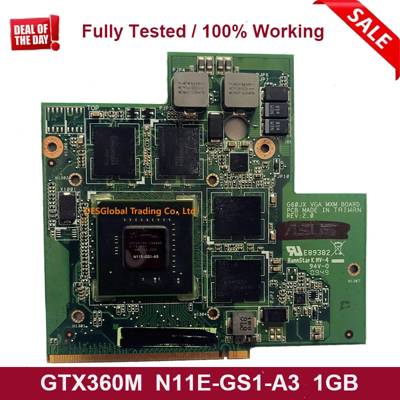 

For Asus G60JX G60 G51JX GTS360M GTX 360M PN 60-NYLVG1000-C11 Laptop N11E-GS1-A3 DDR5 1GB VGA Graphic Video Card Fully Tested
