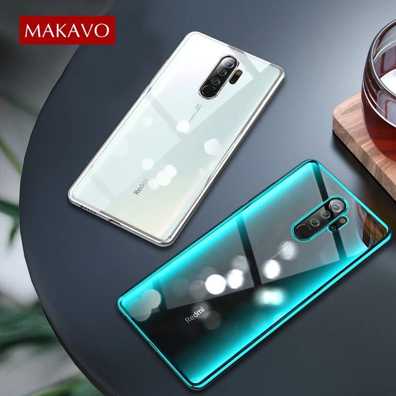 Чехол MAKAVO для Xiaomi Redmi Note 8 Pro роскошный мягкий прозрачный чехол с покрытием