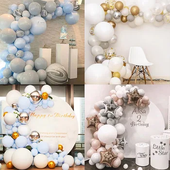 

Macaron gray balloon chain package irregular latex balloon combination set birthday wedding room party decoration