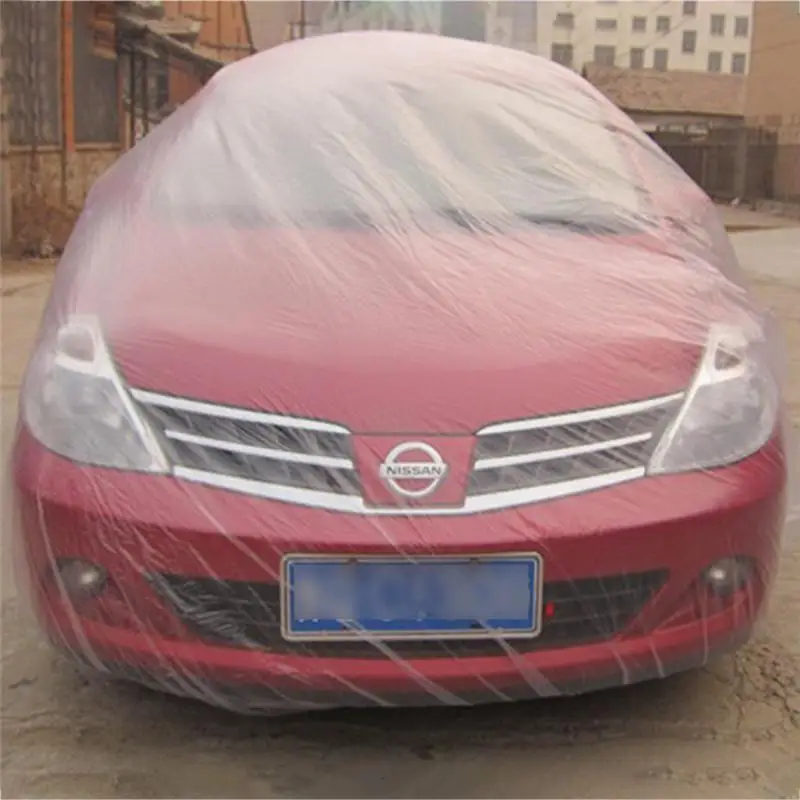 Портативный Одноразовые автомобильные дождевики Автомобильная ткань крышка водонепроницаемый прозрачный пластиковый водонепроницаемый пылезащитный чехол для дождевики автомобиля