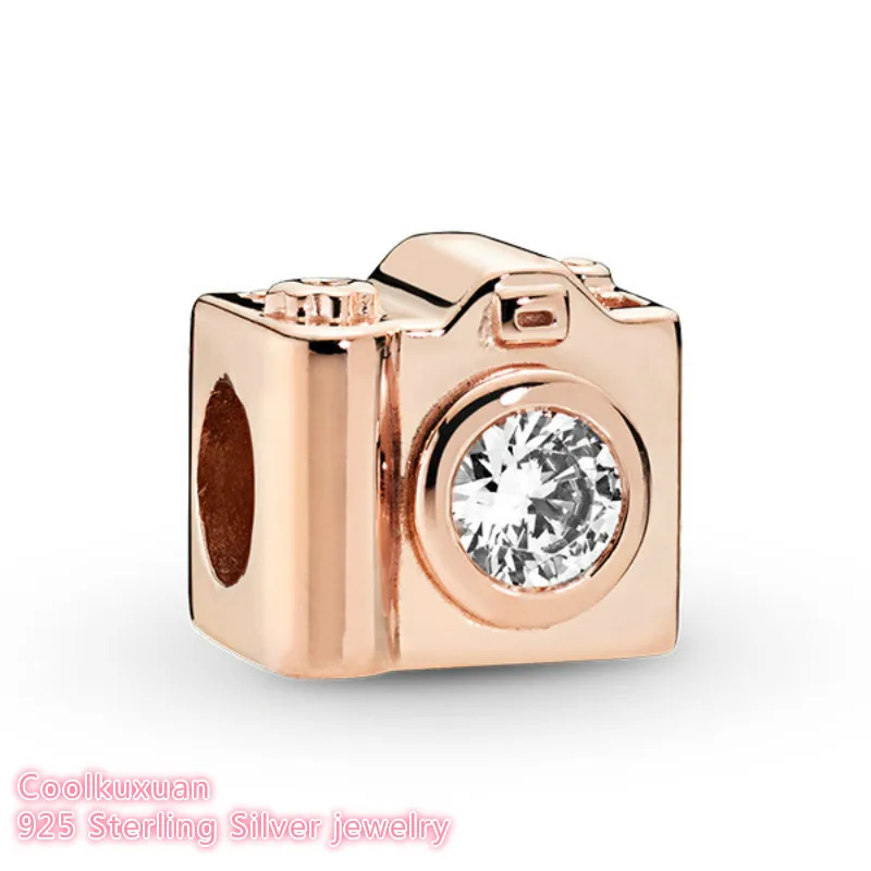 

2019 Autumn 100% 925 Sterling Silver love camera Charm rose gold beads Fits Original Pandora bracelets Jewelry Making