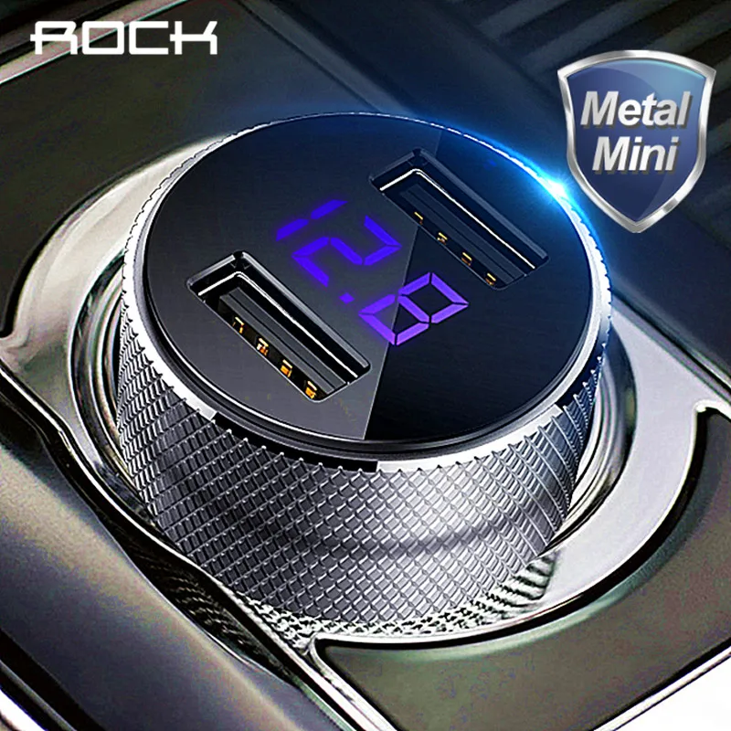 Автомобильное зарядное устройство ROCK металлическое с двумя USB-портами 5 В 3.4 А |