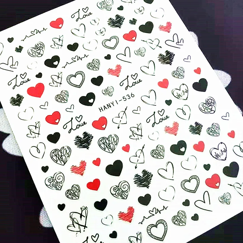 Newest Valentine Heart Design Self Adhesive Decal Slider DIY Manicure Decoration Tips Nail Sticker TSC 609 2