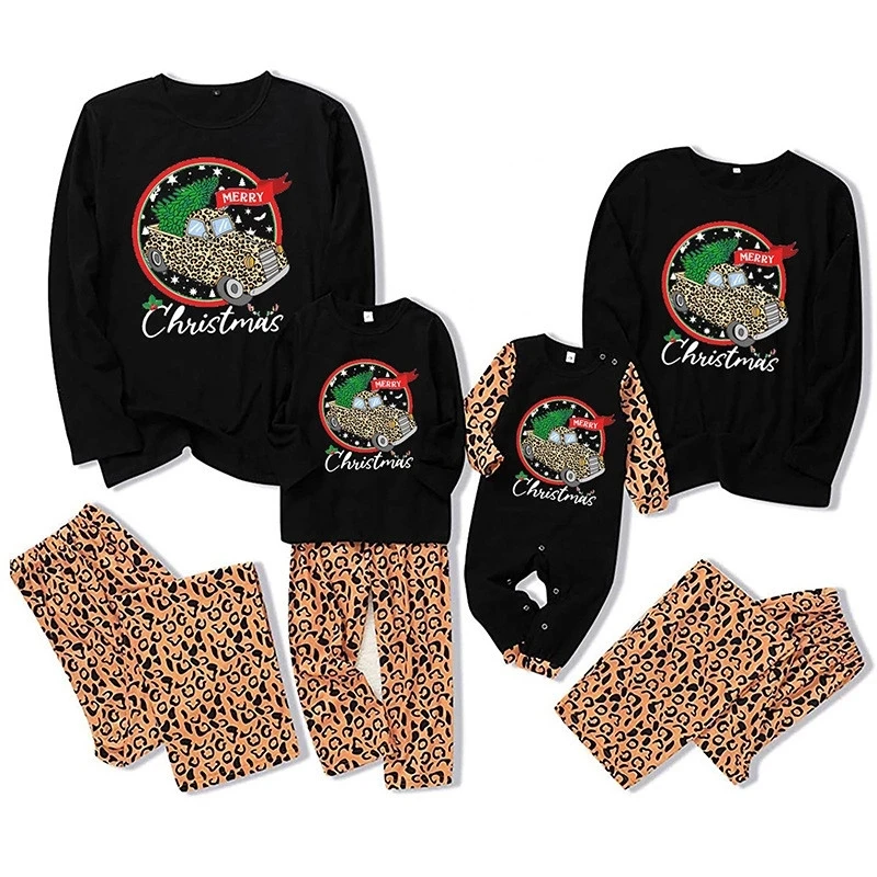 

2020 Family Christmas Pajamas Set New Adult Baby Kids Homewear Dad Mom Boys Girls Cartoon Print Plaid Xmas Clothes Outfits