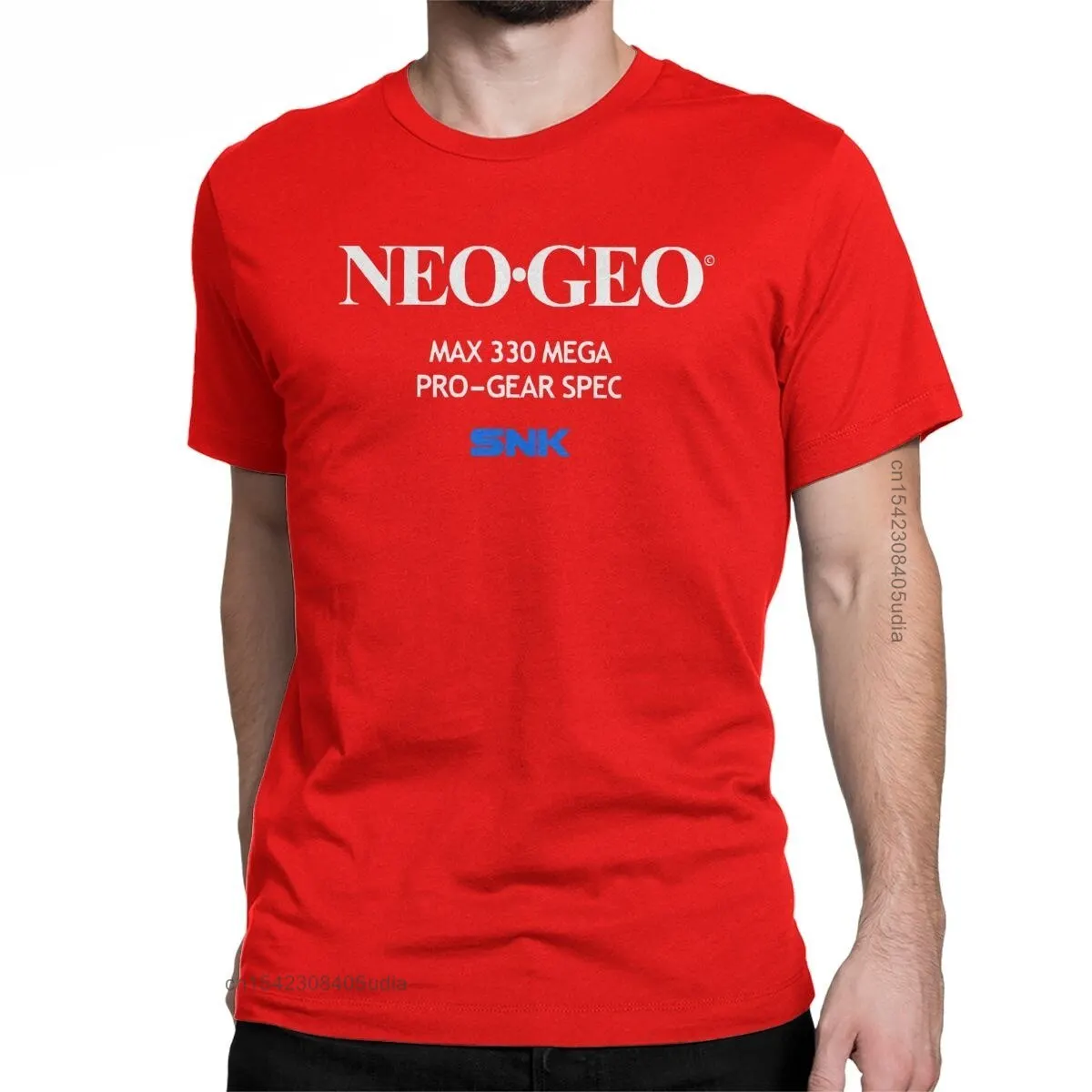 Humorous Neo Geo Startup Screen Graphic Men's T-Shirt - Round Collar Cotton Short Sleeve Tee